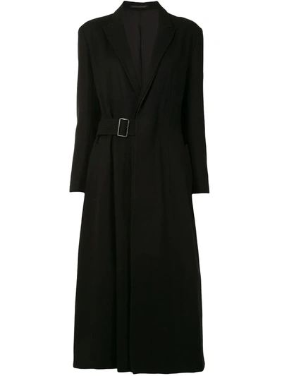 Shop Yohji Yamamoto Flared Single Breasted Coat In Black