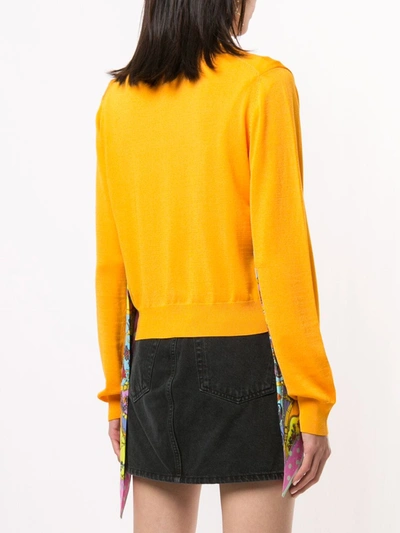 Shop Versace Jeans Couture Scarf Panel Cardigan In Yellow