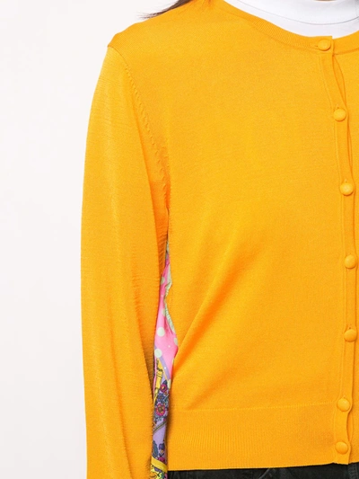 Shop Versace Jeans Couture Scarf Panel Cardigan In Yellow