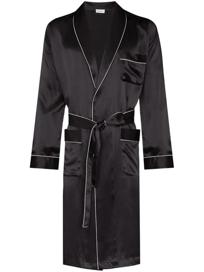 Shop Zimmerli Tied Waist Silk Robe In Black