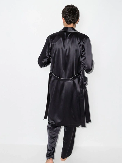 Shop Zimmerli Tied Waist Silk Robe In Black