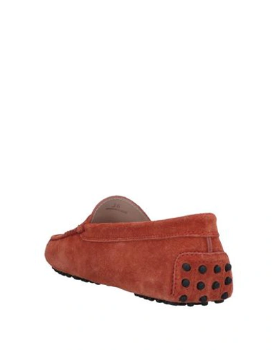Tod's Woman Loafers Rust Size 7.5 Calfskin In Red