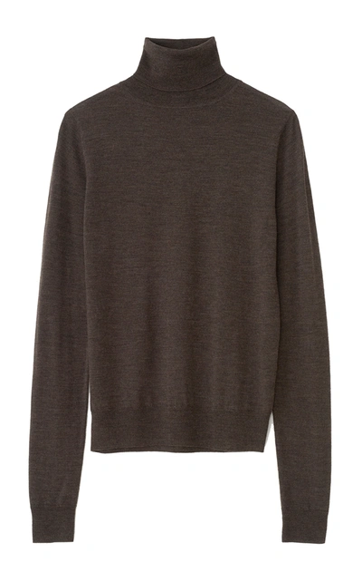 Shop Totême Women's Merino Wool Turtleneck Sweater In Brown,black