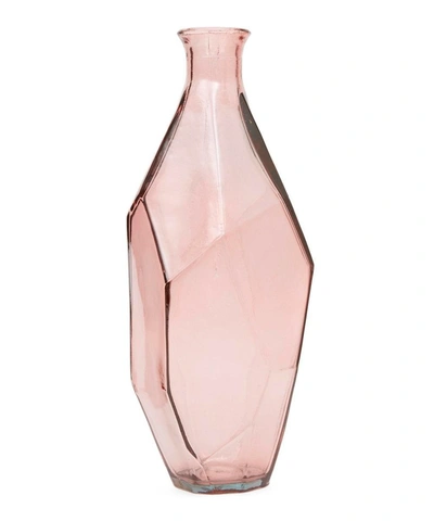 Shop San Miguel Recycled Glass Slim Curved Origami Vase In Pink