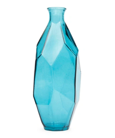 Shop San Miguel Recycled Glass Slim Curved Origami Vase In Light Blue