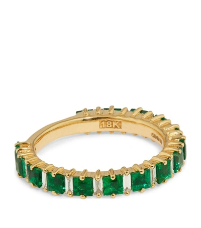 Shop Suzanne Kalan Yellow Gold, Emerald And Diamond Fireworks Ring Size 5.5
