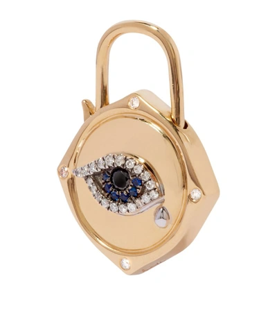 Shop Annoushka Yellow Gold, Diamond And Sapphire Lovelock Evil Eye Charm