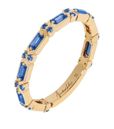 Shop Annoushka Yellow Gold And Blue Sapphire Baguette Ring