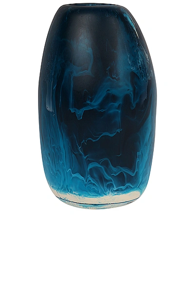 Shop Dinosaur Designs Medium Pebble Vase In Moody Blue Swirl