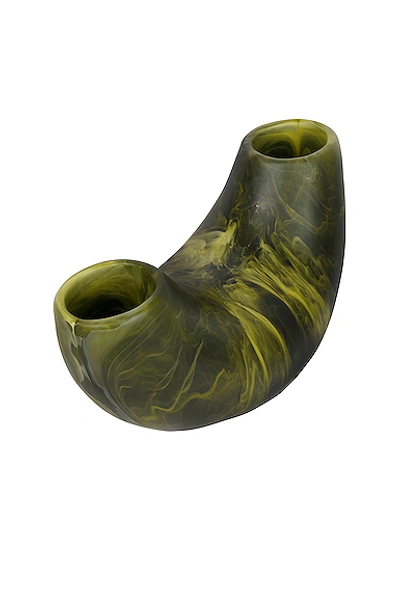 Shop Dinosaur Designs Medium Horn Vase In Malachite Swirl