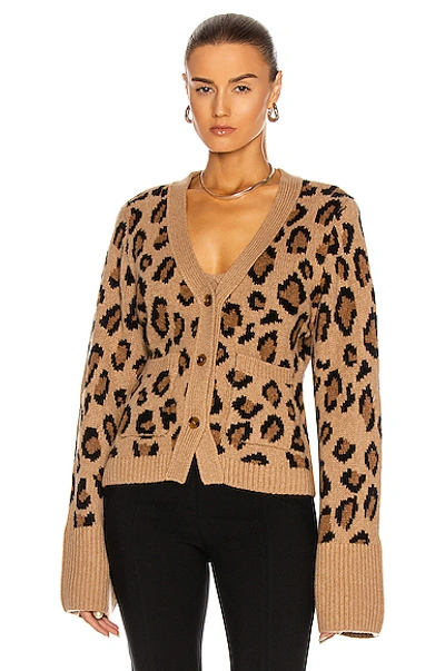 Shop Khaite Scarlet Jacquard Cardigan In Cheetah