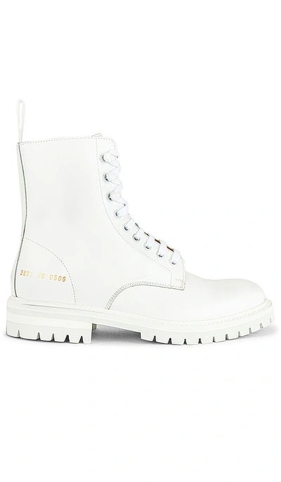 Shop Common Projects Lug Sole Combat Boot In White