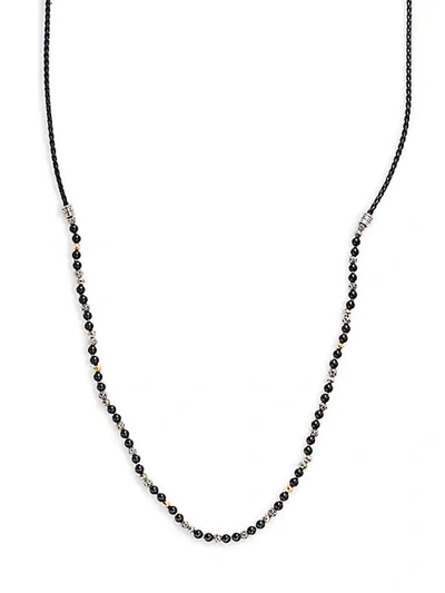 Shop John Hardy Leather, 18k Yellow Gold, Sterling Silver & Black Onyx Bead Necklace