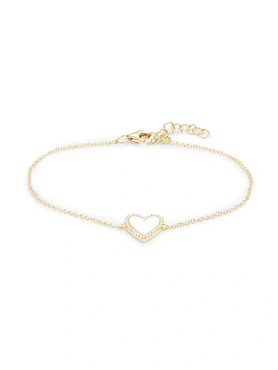 Shop Saks Fifth Avenue 14k Yellow Gold, Mother-of-pearl & Diamond Bracelet