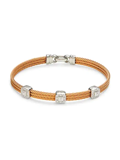 Shop Alor 14k White Gold, Stainless Steel, & Diamond Bracelet