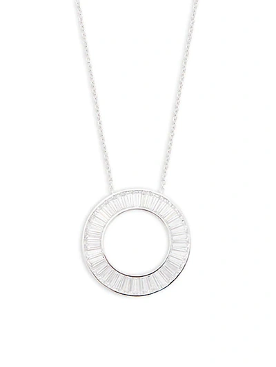Shop Adriana Orsini Tivoli Rhodium-plated Sterling Silver & Cubic Zirconia Halo Pendant Necklace