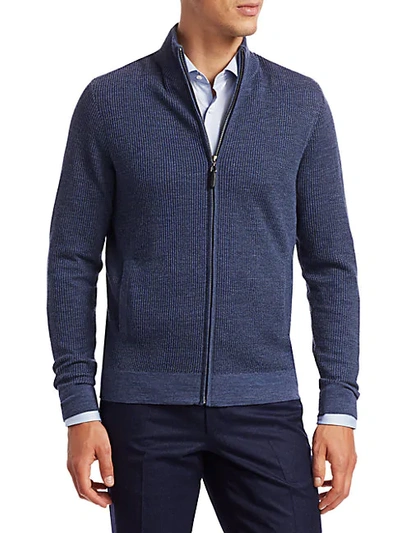 Shop Saks Fifth Avenue Collection Knit Wool-blend Zipper Sweater