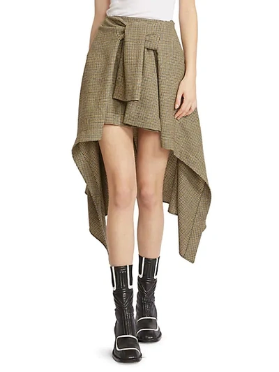 Shop Chloé High-low Plaid Virgin Wool Skirt