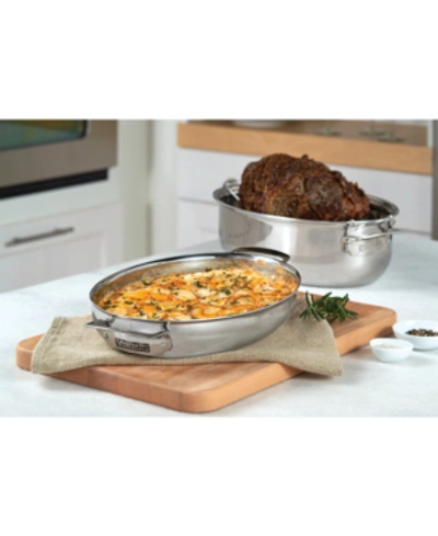Shop Viking Metal Induction-safe 8.5-qt. Oval 3-in-1 Roaster With Lid & Rack In Stainless Steel