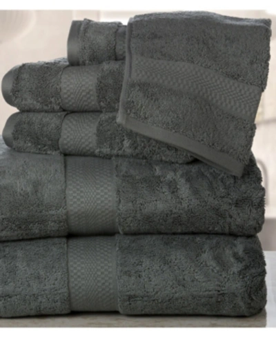 Shop Addy Home Fashions Double Stitched Hem Plush Towel Set - 6 Piece Bedding In Gray