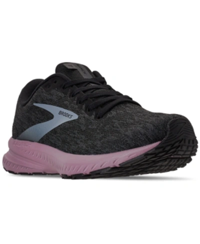 Shop Brooks Women's Launch 7 Running Sneakers From Finish Line In Black, Pearl