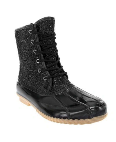 Shop Sugar Women's Skylar Glitter Duck Boots In Black Glitter