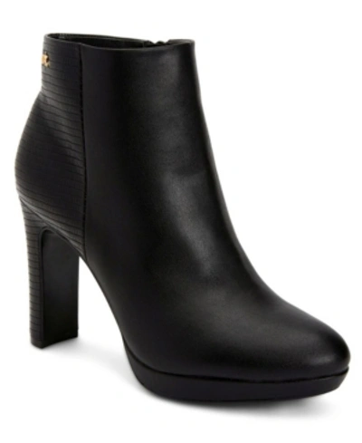 Shop Calvin Klein Women's Photine Platform Bootie Women's Shoes In Black Leather