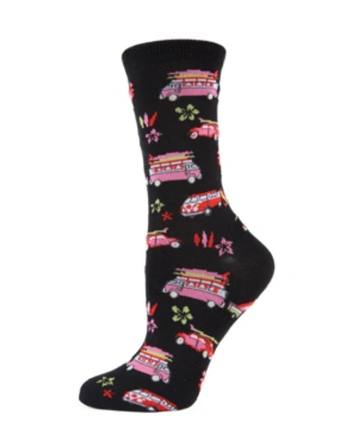 Shop Memoi Surfs Up Women's Novelty Socks In Black