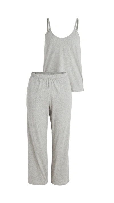 Shop Skin Calista Double Strap Cami & Crop Pants In Heather Grey