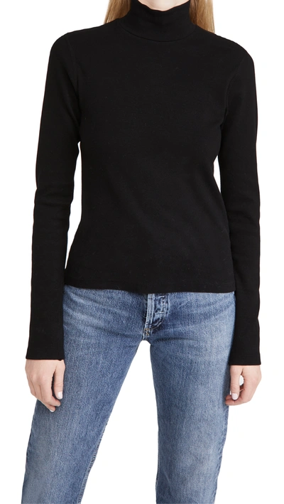 Shop Re/done 60s Mock Neck Long Sleeve In Black