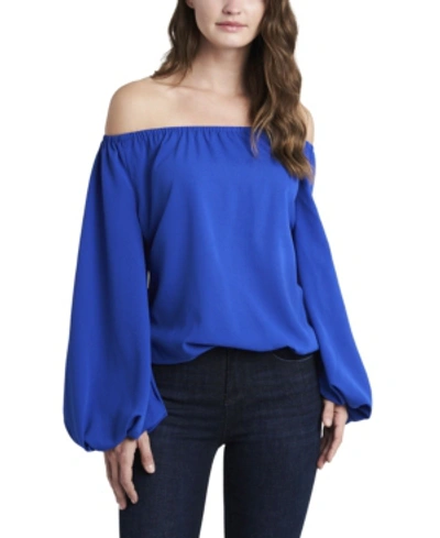 Shop Vince Camuto Women's Off Shoulder Balloon Sleeve Blouse In Royal Deep
