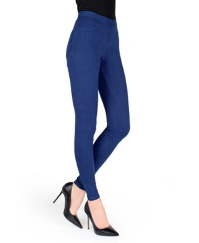Memoi Soft Chic Women's Leggings In Blue Denim