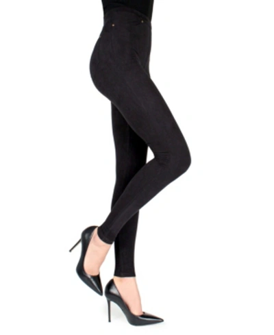 Memoi Zipper Ankle Jean Leggings In Black In Black