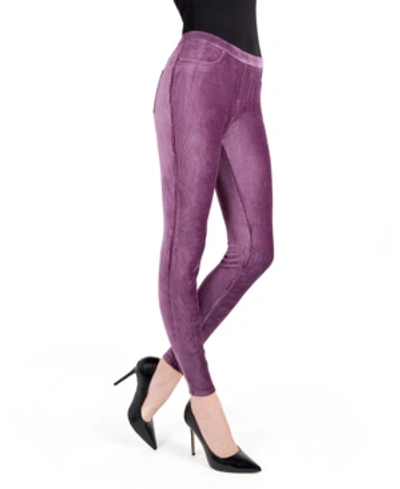 Memoi Women's Thin Ribbed Stretch Corduroy Leggings In Purple Gra