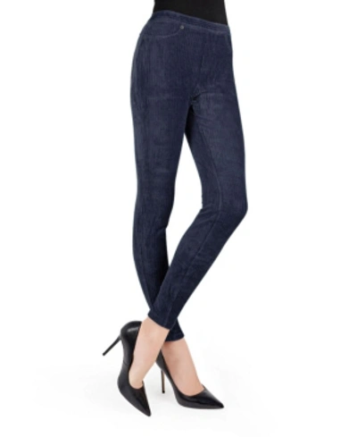 Shop Memoi Wide Rib Corduroy Women's Leggings In Navy