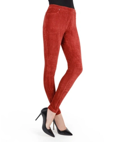 Memoi Women's Wide Wale Corduroy Leggings In Fired Bric