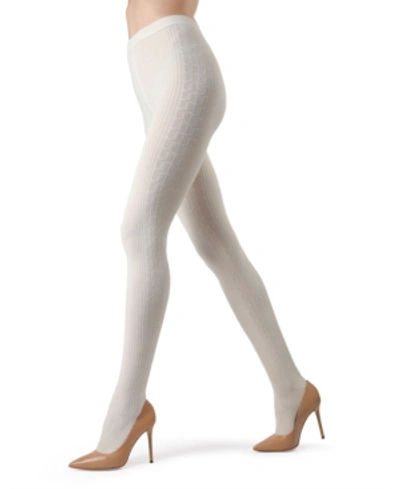 Shop Memoi Side Cable Sweater Women's Tights In Winter Whi