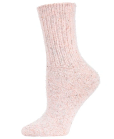 Shop Memoi Pretty Glitter Plush Women's Crew Socks In Pink