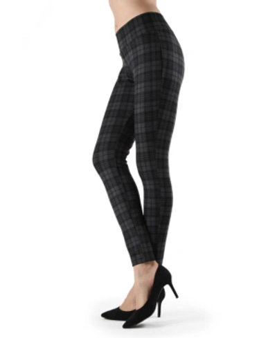 Shop Memoi Evanesce Plaid Shaping Women's Leggings In Dark Gray