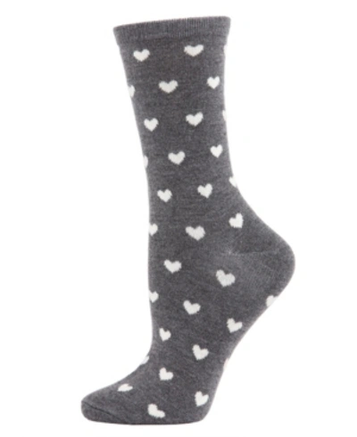 Shop Memoi Hearts Cashmere Women's Crew Socks In Med Gray H