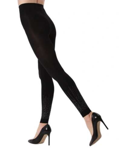 Shop Memoi Women's Starburst Footless Opaque Rhinestone Tights In Black