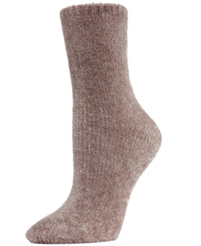 Shop Memoi Velour Luxe Women's Crew Socks In Gray