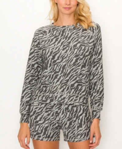 Shop Coin 1804 Women's Zebra French Terry Raglan Sweatshirt In Gray Black