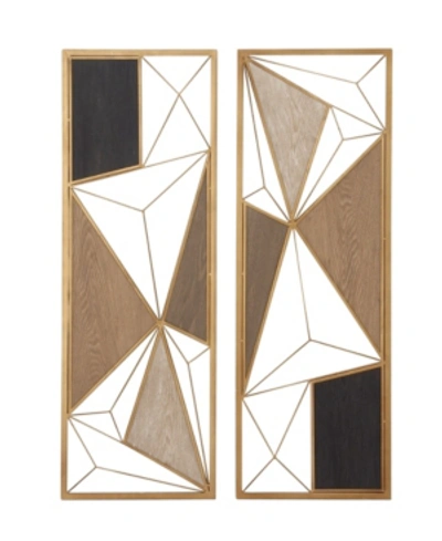 Shop Cosmoliving By Cosmopolitan Set Of 2 Brown Metal Modern Abstract Wall Decor, 12" X 35" In Multi