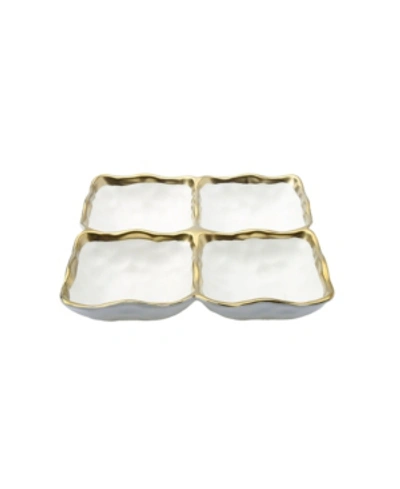 Classic Touch 4 Sectional Relish Dish With Rim In White
