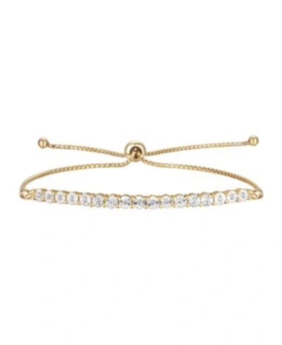 Shop Macy's Diamond Bolo Bracelet (1/10 Ct. T.w.) In Sterling Silver In Yellow Gold Over Sterling Silver
