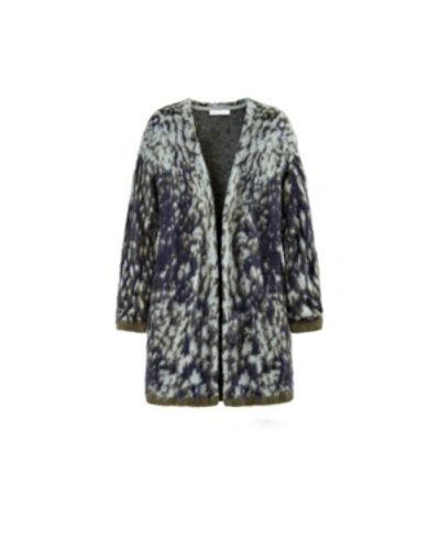 Shop Adyson Parker Women's Plus Size Fuzzy Patterned Open Cardigan In Deep Navy