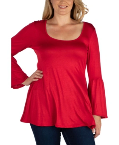 Shop 24seven Comfort Apparel Women's Plus Size Flared Tunic Top In Red