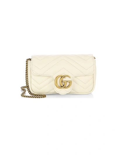 Shop Gucci Women's Gg Marmont Matelassé Leather Mini Chain Camera Bag In White