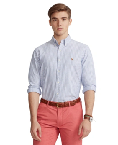 Shop Polo Ralph Lauren Men's Classic-fit Plaid Oxford Shirt In Blue/white